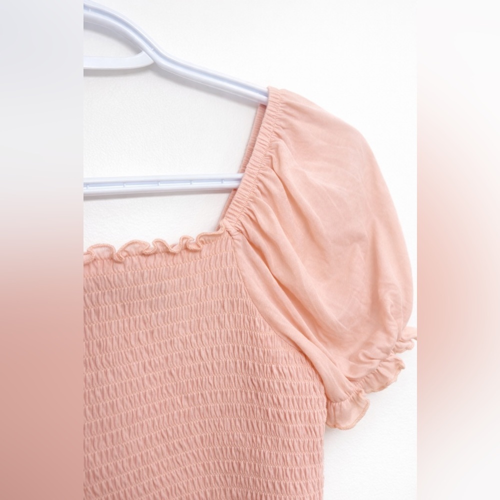 Vero Moda Pink Smocked Puff Sleeve Cute Top - XS - Picture 2 of 7